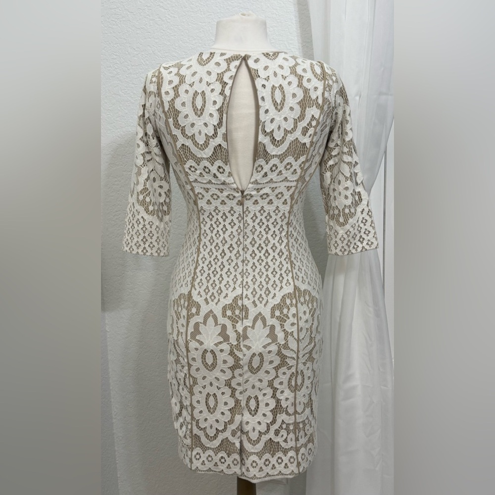 NEW Antonio Melani Bettye Ivory Beachwood Lace 3/4 Sleeve Sheath Dress Size 2 - Picture 8 of 11